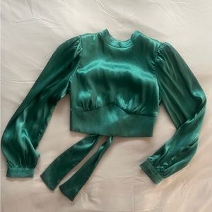 ASTR - LONG SLEEVE MOCK NECK OPEN TIE BACK TOP